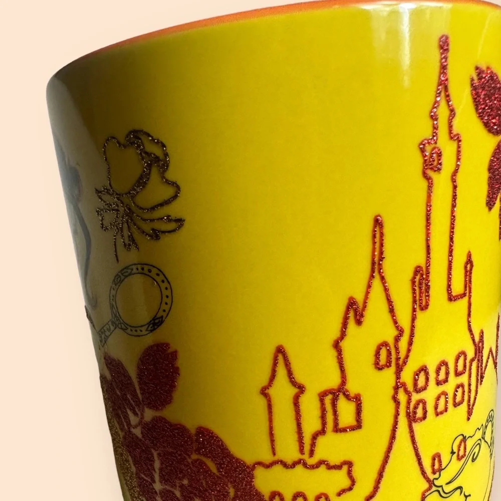 Disney Beauty And The Beast Belle Mug 20 oz Glitter Detail Castle - Picture 4 of 7